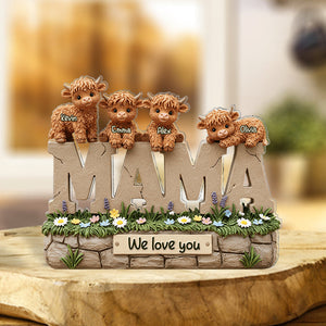 Cute Highland Cow Mama - Personalized Shaped Acrylic Plaque For Mother's Day Gift