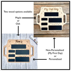 Personalized First Day of School Sign with handle - Reusable Memory Photo Board | Back To School | Starting School Nursery Preschool