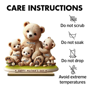 Mama Bear Nana Bear With Kids Adorable Personalized Standing Wooden Plaque, Perfect 2025 Mother's Day Gift