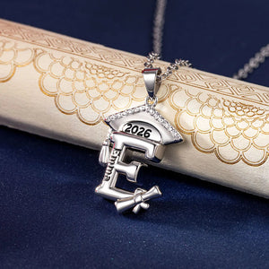 Engraved Name Personalized Bachelor Hat Graduation Initial Necklace