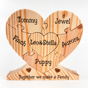 Personalized Name Family Puzzle,Family Wood Heart "Unity" Puzzle,Gift for Mom