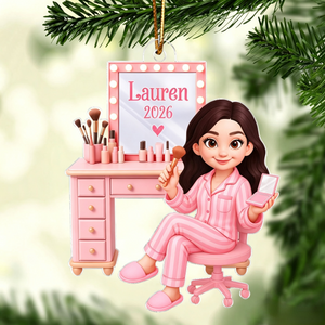 Personalized "Pink Girl Makeup" Acrylic Ornament โ Christmas Gift For Daughters & Granddaughters