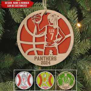 Custom Football Star Player - Personalized 2 Layer Wooden Ornament, Football Fan Gift