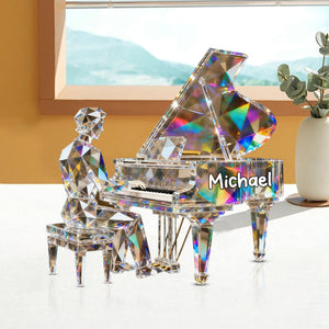 Pianist Custom Name Stained Glass Effect Acrylic Plaque, Pianist Gift