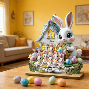 Grandma's Bunnies - Personalized Grandma Custom Shaped Wooden Plaque