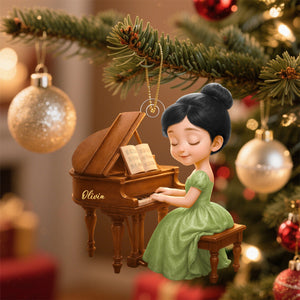 Piano Girl Personalized Christmas Ornament,Gift for Piano Lovers