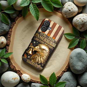 250th Anniversary - Personalized Bald Eagle Leather Phone Case