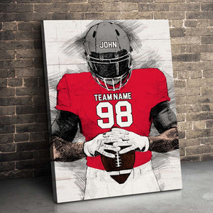 Personalized Football Pencil portrait Canvas Gift For Football Lovers