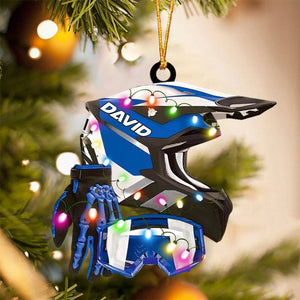 Custom Motocross Gear Ornament, Arcrylic Christmas Ornament, Helmet Gloves Goggles Decor