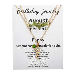 Birthstone Flower Necklaces Dainty Chain Necklace 12 Birth Month Crystal Necklace for Women