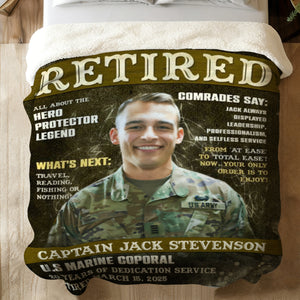 Personalized Military Retirement Magazine Cover Blanket, Army Retirement Gift, Military Gift