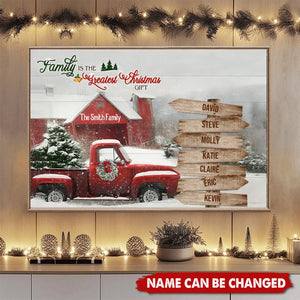 Family is The Greatest Christmas Gift Personalized Vintage Snow Truck Poster