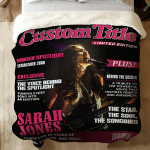 Personalized Singer Magazine Cover Blanket, Singer Gift, Cool Gift For Music Lover, Karaoke Gift