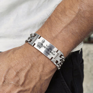 Custom Photo You Never Walk Alone Memorial - Personalized Engraved Bracelet Double Chain