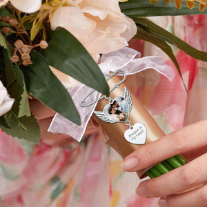 Personalized Angel Wing Wedding Bouquet Heart Picture Charms Brooch Pins