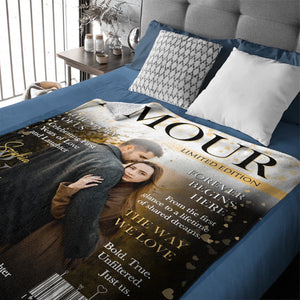 Personalized Amour Magazine Cover, Custom Couple Newspaper Blanket, Romantic Love Story Gift