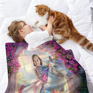 Custom Photo & Name Roar Like A Dinosaur - Personalized Kid's Blanket