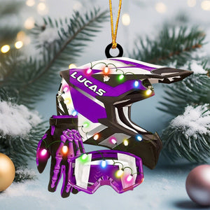 Custom Motocross Gear Ornament, Arcrylic Christmas Ornament, Helmet Gloves Goggles Decor