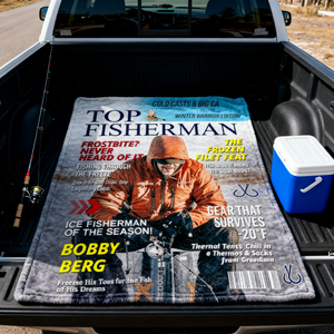 Personalized Ice Fishing Magazine Cover Blanket Fishing Gifts for Men, Fishing Gifts for Him, Fishing Lover Gift