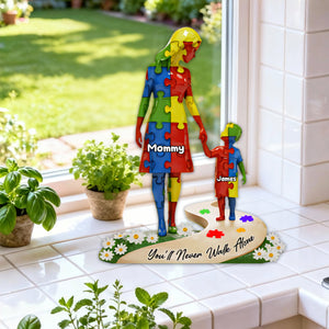 You'll Never Walk Alone - Personalized Autism Awareness Custom Shaped Acrylic Plaque
