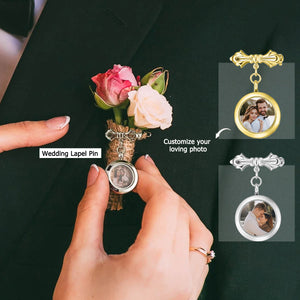 Personalized Photo Wedding Lapel Pin, Bridal Bouquet Charm Pendant