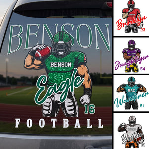 Personalized Name & Number Football Car Decal โ Retro Football Design For Fans