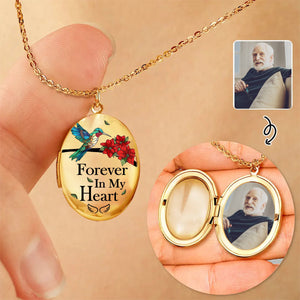 Custom Photo Memorial In Loving Memory Locket Necklace, Forever In My Heart