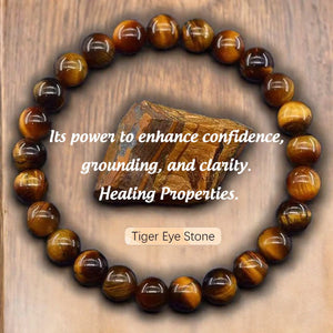 Natural Stone Agate Crystal Beaded Bracelet, Tiger Eye Stone Bracelet