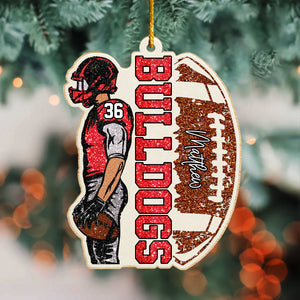 Matching Football Player - Personalized Wooden Ornament Football Game Day