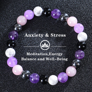 Seven Colored Stone, Tiger Eye Stone Bracelet - 7 Chakras Card Bracelet