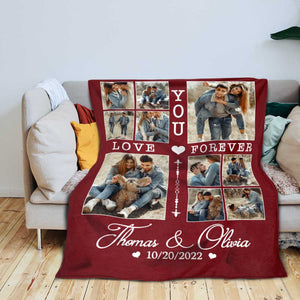 Personalized Couple Blanket With Photo, Custom Photo Blanket For Her, Picture Collage Gift For Couple, Anniversary Valentineās Day Gifts For Her