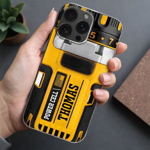 Power Cell Drill Case, Personalized Clear Phone Case, Gift For Dad