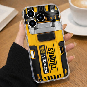 Power Cell Drill Case, Personalized Clear Phone Case, Gift For Dad