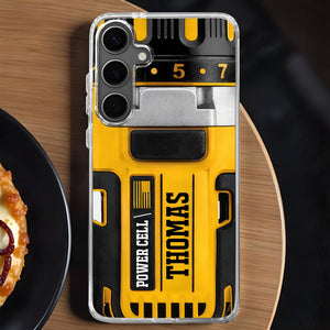 Power Cell Drill Case, Personalized Clear Phone Case, Gift For Dad