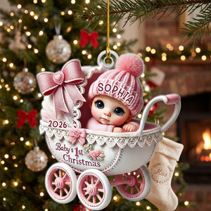 Baby In Carriage โ Baby's 1st Christmas Personalized Ornament