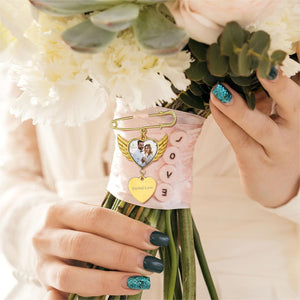 Personalized Angel Wing Wedding Bouquet Heart Picture Charms Brooch Pins