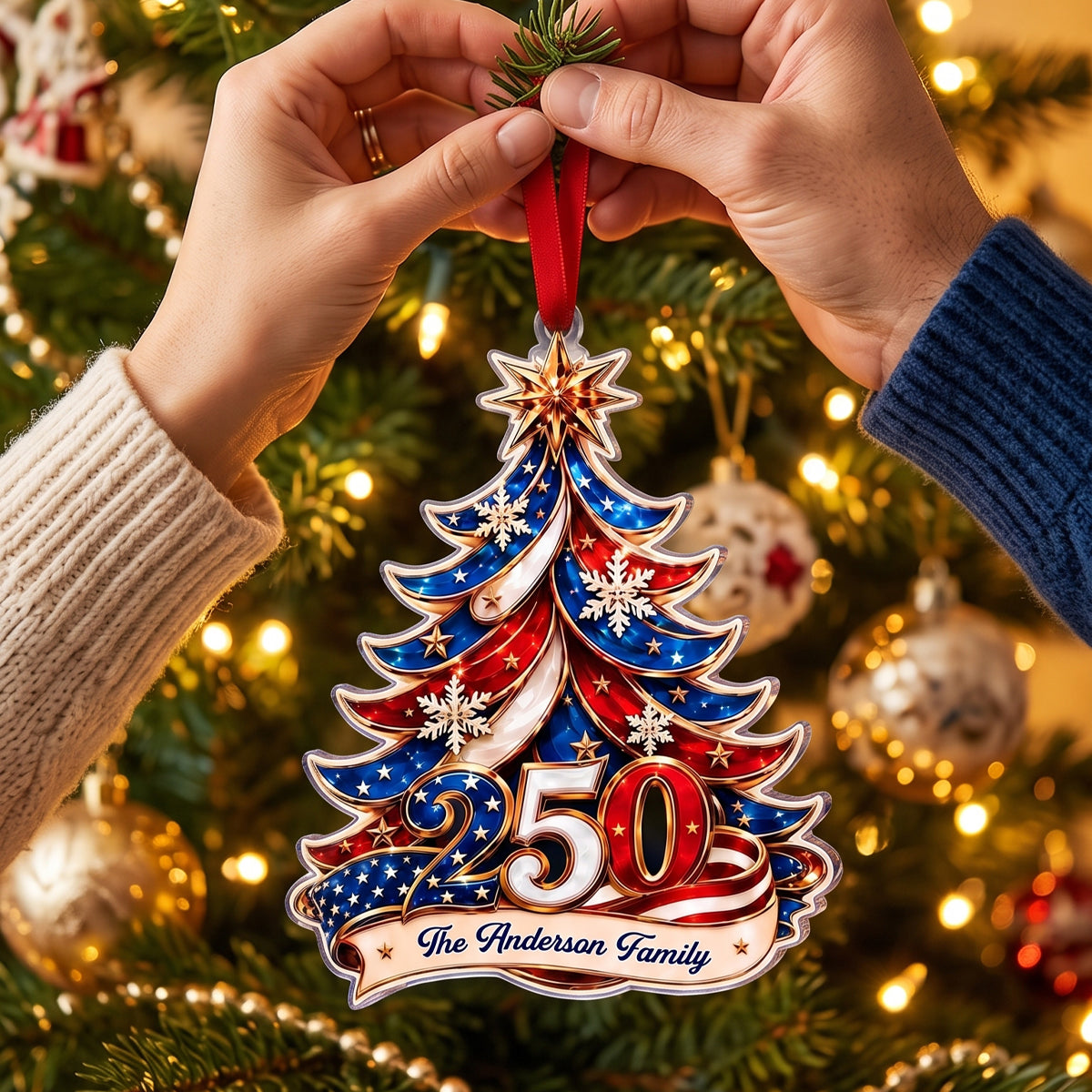 Personalized Acrylic Ornament for Patriotic Family
