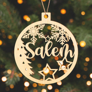 Custom Name Personalized Christmas Wood Ornament