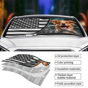 Dog & Cat Personalized Auto Windshield Sunshade, Car Window Protector - Life Is A Grand Adventure, Go Live It