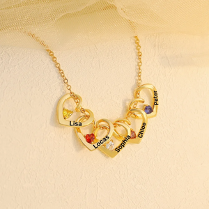 Personalized 1-5 HEART & NAME PENDANTS NECKLACE