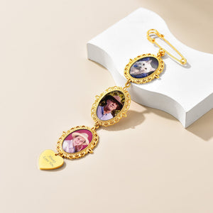 Personalized Wedding Bouquet Picture Charms Brooch Pins