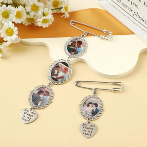 Personalized Wedding Bouquet Picture Charms Brooch Pins