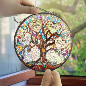 Family Unbreakable Bond Tree Of Life - Personalized Stained Glass Window Hanging Suncatcher