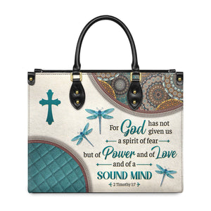Personalized For God has not given us a spirit of fear-Bible Verse Leather Bag