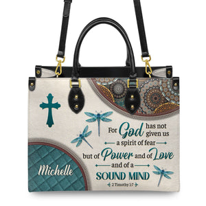 Personalized For God has not given us a spirit of fear-Bible Verse Leather Bag