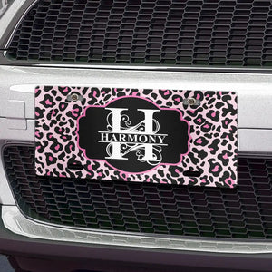 Monogram Leopard Print - Personalized License Plate