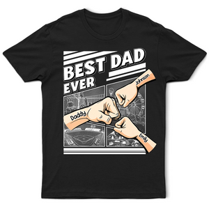 Best Dad Grandpa Hand Punch - Family Personalized Pure Cotton T-Shirt Father's Day Gift