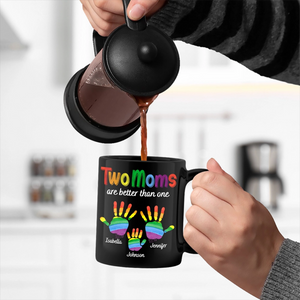 Handprints Two Are Better Than One - Personalized Black Mug