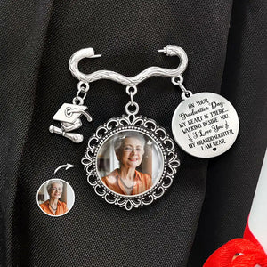 My Heart Is There Walking Beside You - Personalized Photo Graduation Tassel Pin