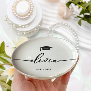 Graduation Dish Custom Name School Year - Personalized Jewelry Dish
